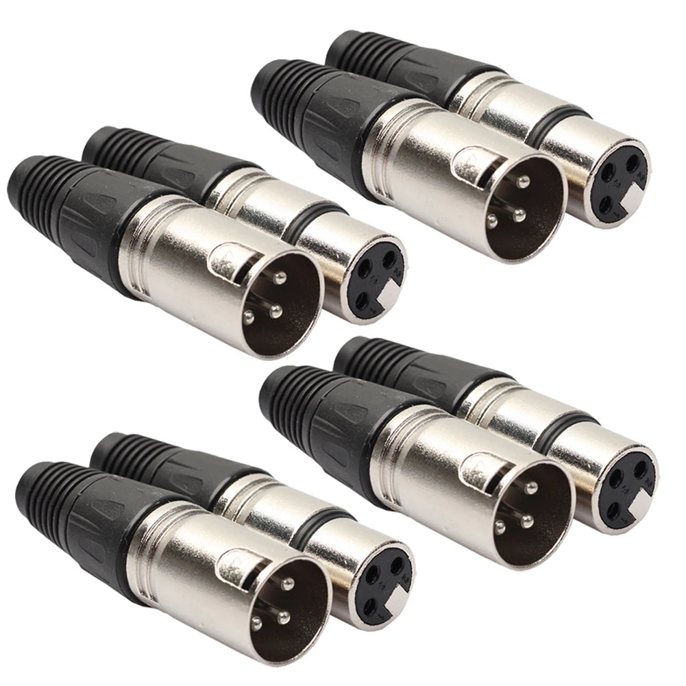 40-8pcs 3Pin XLR Audio Cable Connector Microphone Wire Connector Socket MIC Male Plug Female Jack Power Adapter Accessories Zpaxo