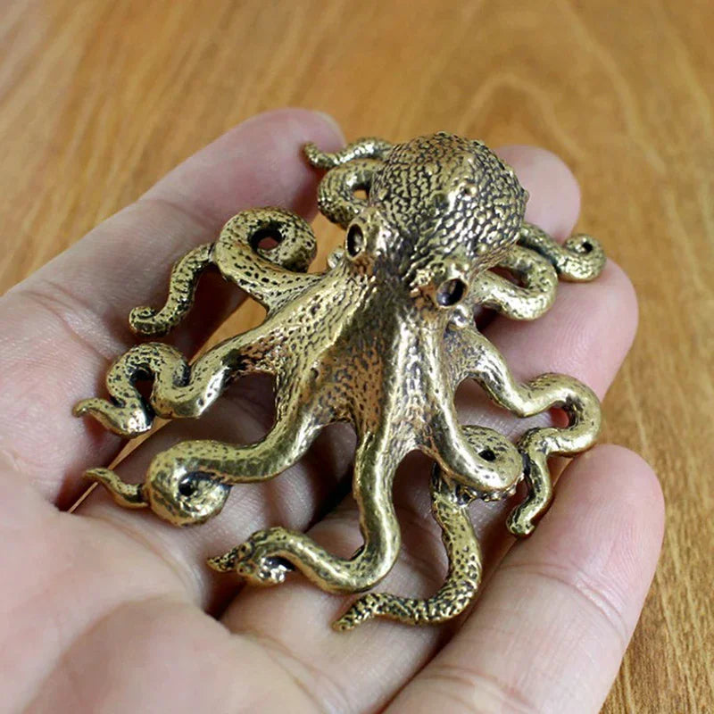 Brass Copper Animal Figurines Miniatures Desk Ornament Accessories Creative Table Craft Antique Octopus Home Decoration Zpaxo