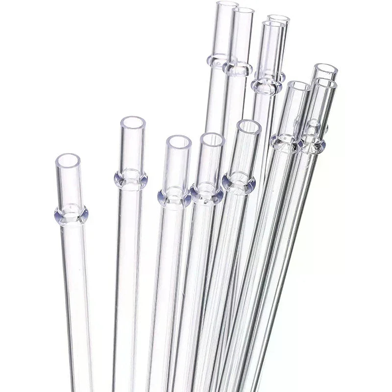 9 Inches Long Reusable Hard Drinking Straws For Tumbler Mug Cup Bottle White Glitter Plastic Straw 10Pcs Zpaxo