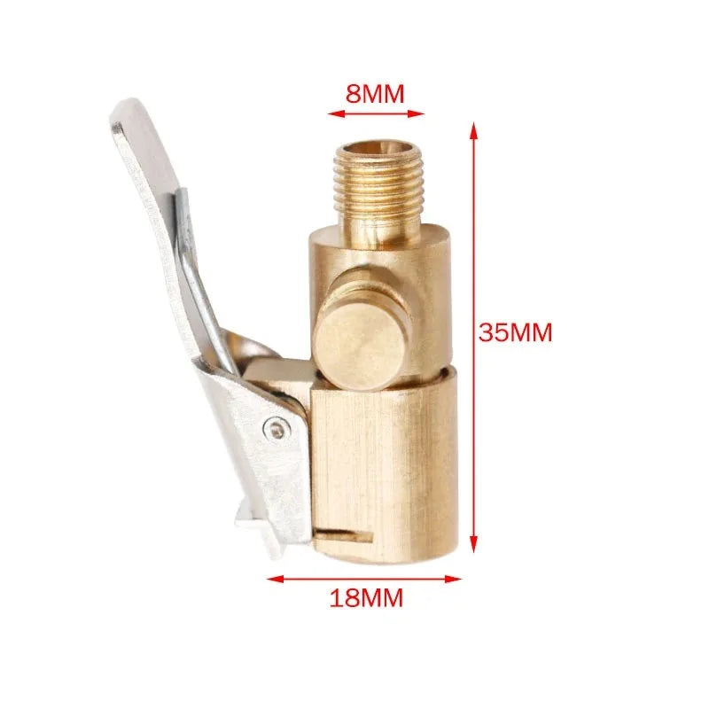 Brass 8mm Clip-On Tire Air Chuck Inflator Valve Adapter