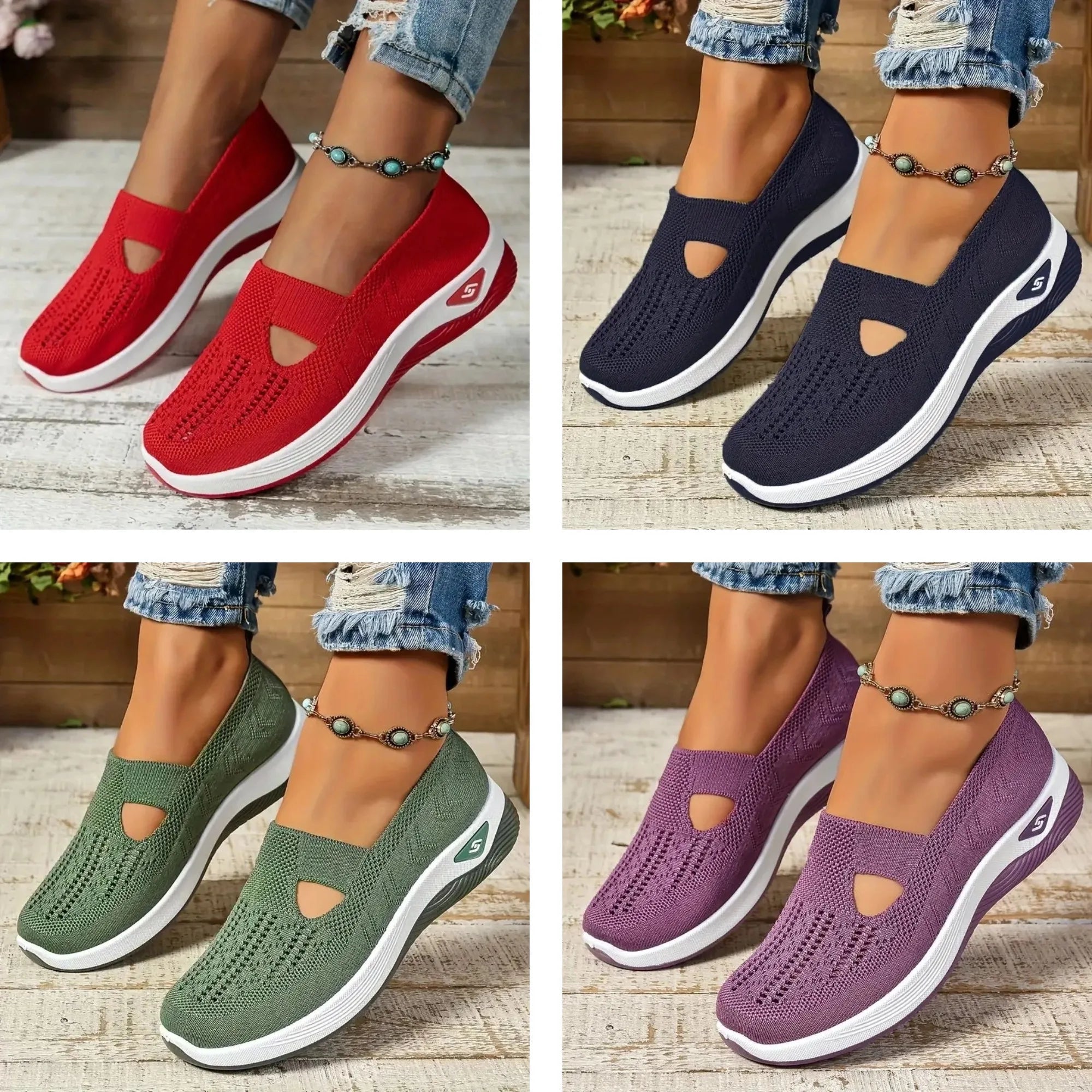 Selling Women Mesh Slip Shoes Breathable Comfortable Casual Sneakers