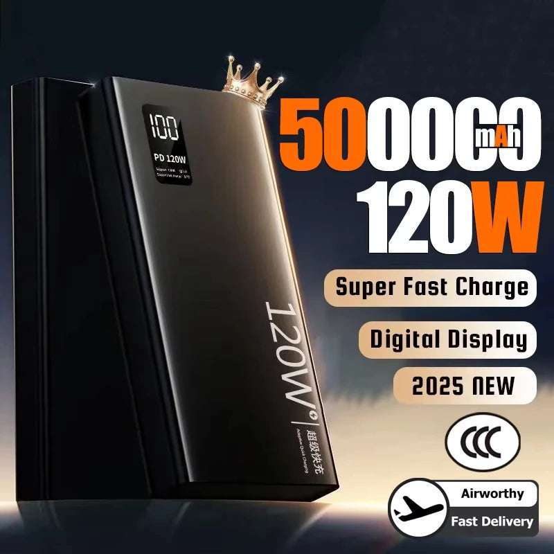 500000mAh Power Bank 120W Super Fast Charging Large Capacity Powerbank Portable Battery For iPhone Samsung Huawei Zpaxo