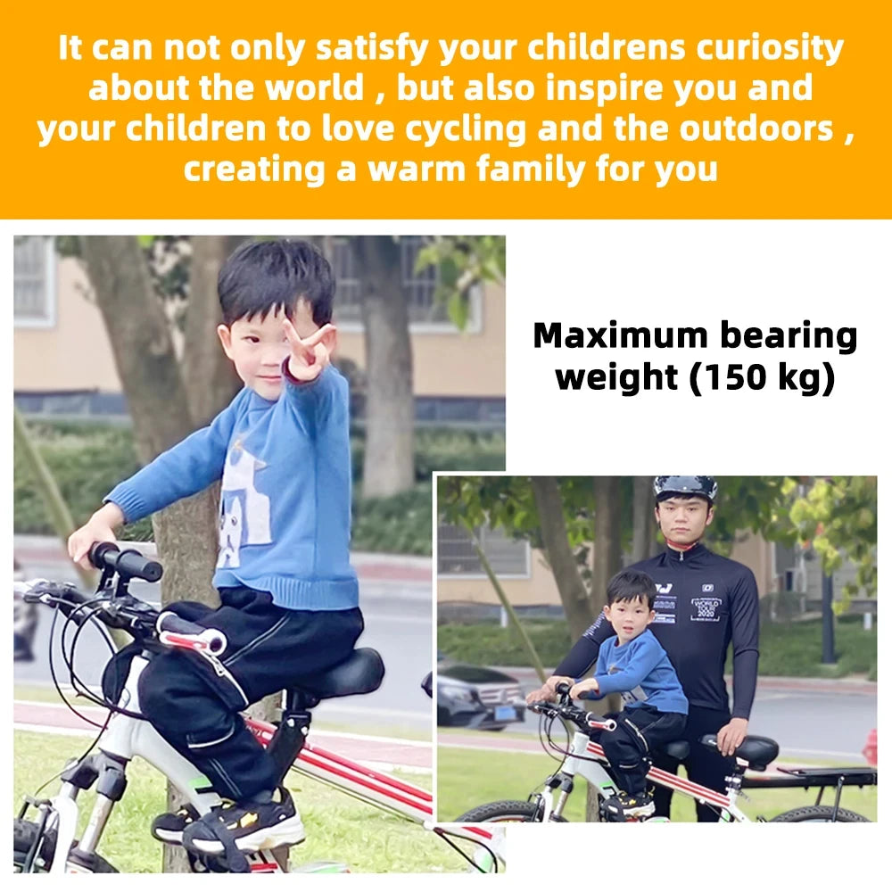 Adjustable Kids Front Bike Seat Universal Child Safety Saddle with Handlebar Pedals Quick Release Mount Parent-Child Cycle Seat Zpaxo