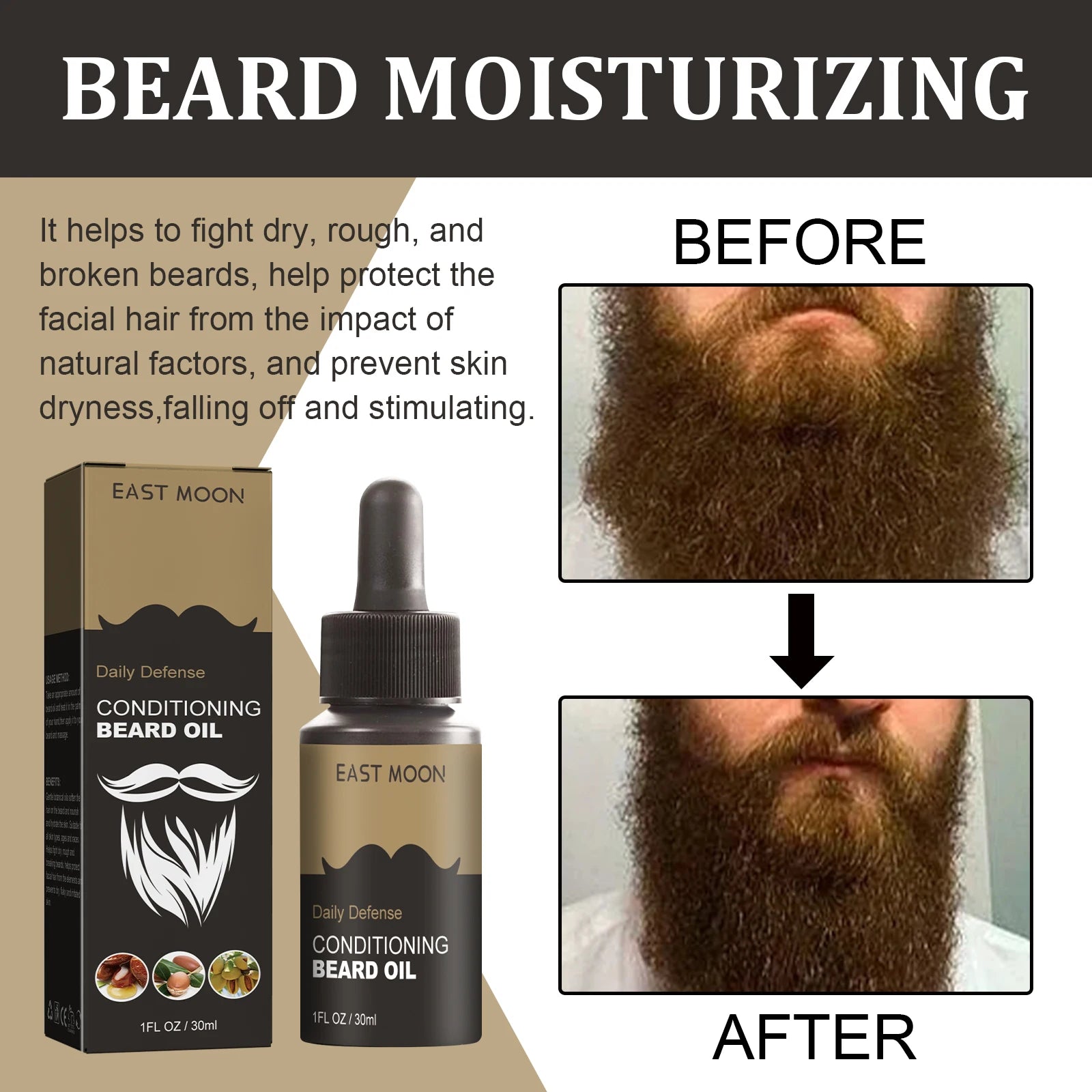 30ml Facial Hair Beard Growth Oil Serum For Men's Thick Soft Smooth Beard Oil Natural Moisturizing Beard Grooming Oil Beard Care Zpaxo