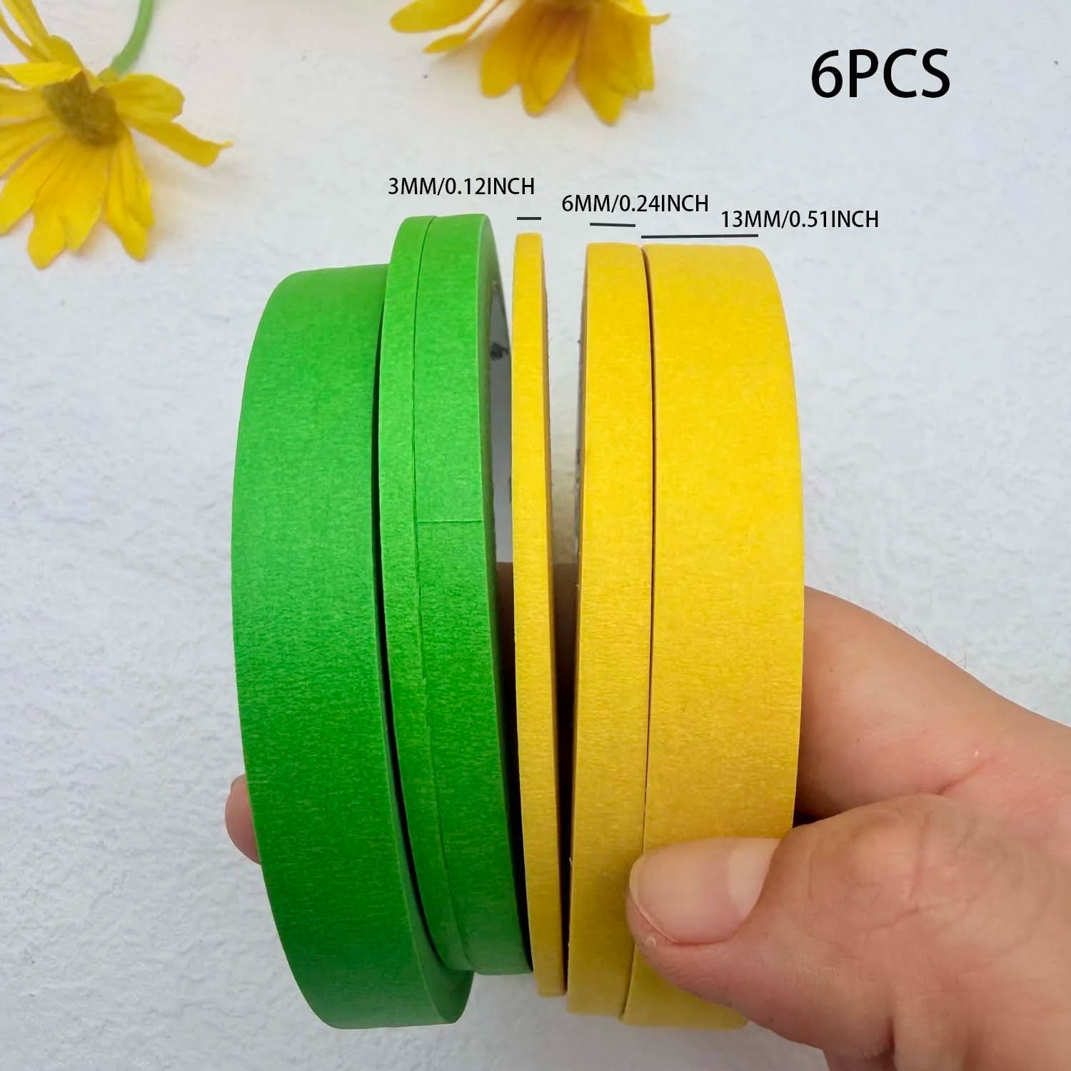 Painting Tape for Car Paint - Paint Tape for Walls Painting, Automotive, Labeling, DIY Crafting, Decoration and School Projects Zpaxo 6pcs