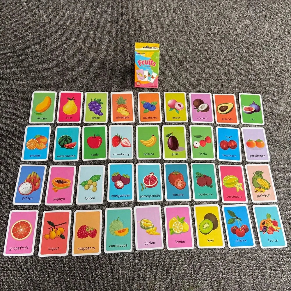 Children's Cognitive Cards Body Parts Animal Fruits Double-sided