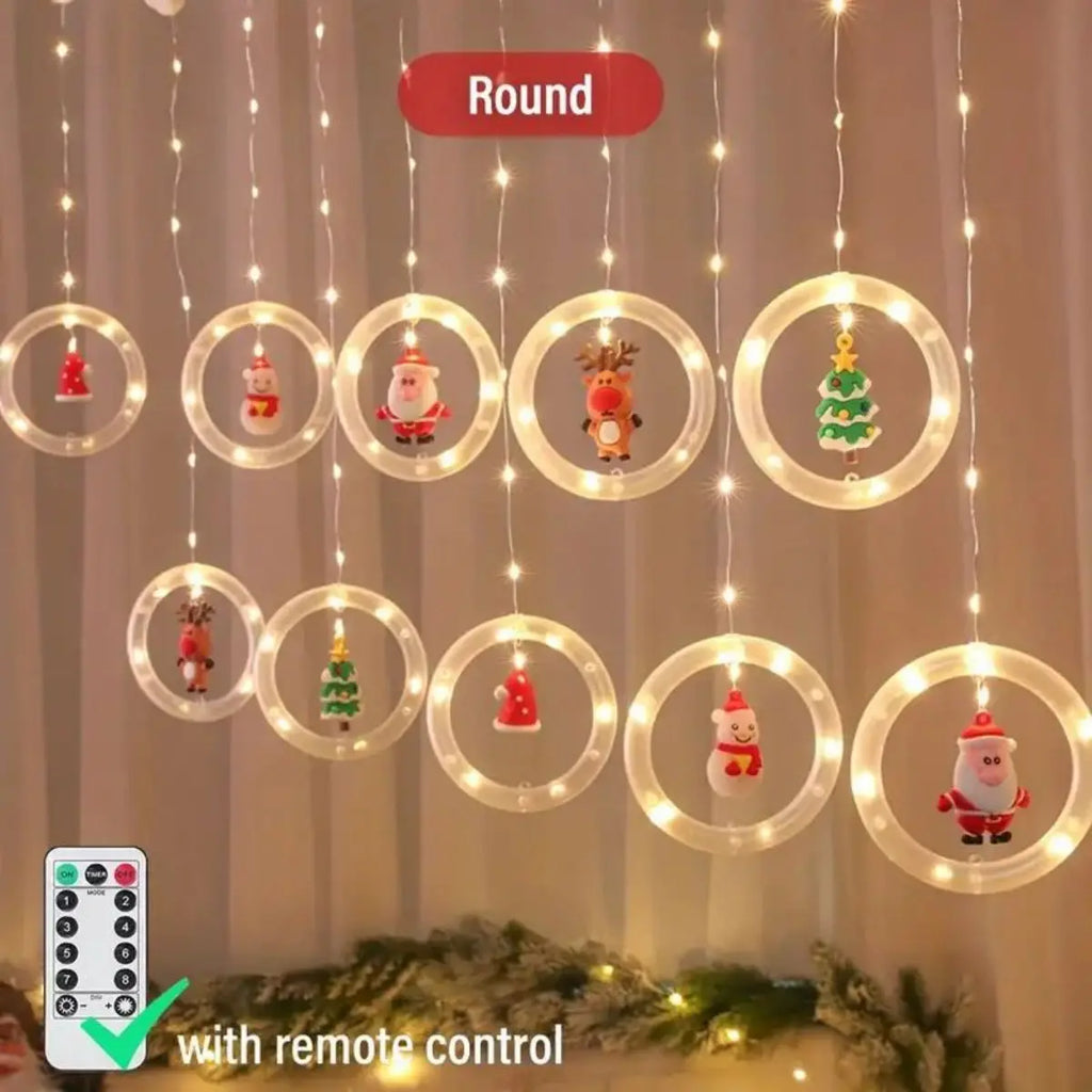 Christmas Ring Curtain Light Leather Thread Creative Pendant LED Zpaxo