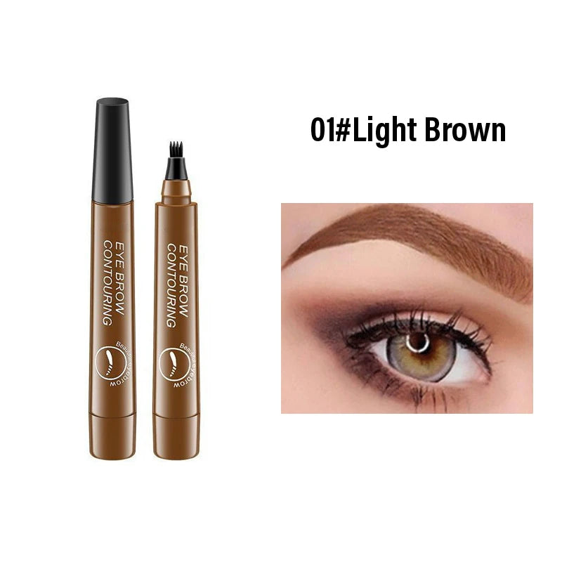 5 Colors Waterproof Eyebrow Pen 4 Split Tip Eyebrows Tattoo Pen Lasting Sweat Proof High Pigmented Liquid Black Brow Makeup Pen Zpaxo 01 Light Brown
