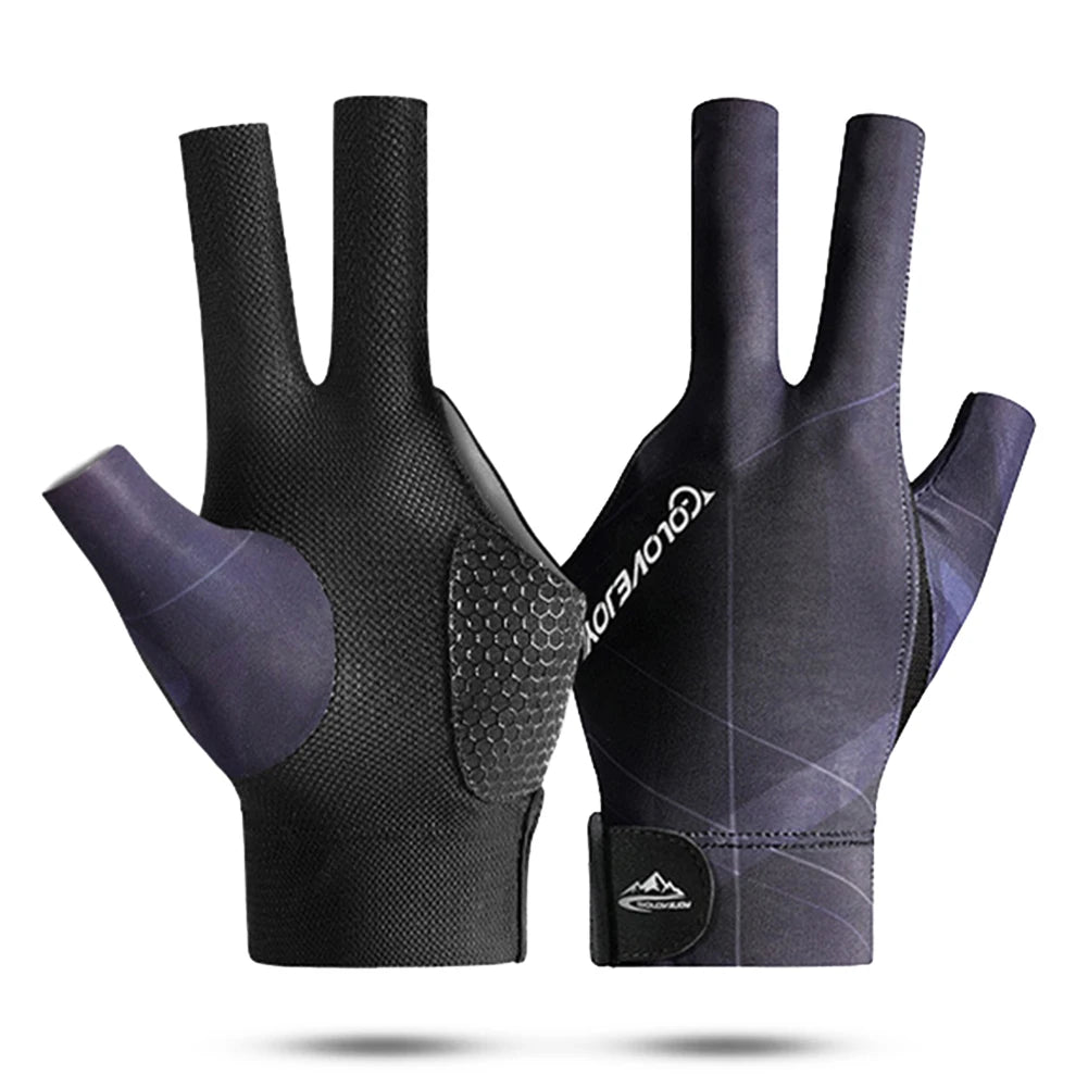 Open Finger Billiard Gloves Antiskid Polyester Snooker Billiards Zpaxo Black Cyan