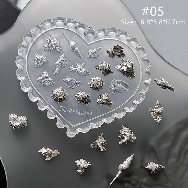 Summer Ocean Silicone Nail Art Mold 3D Carving Template Conch Zpaxo 05
