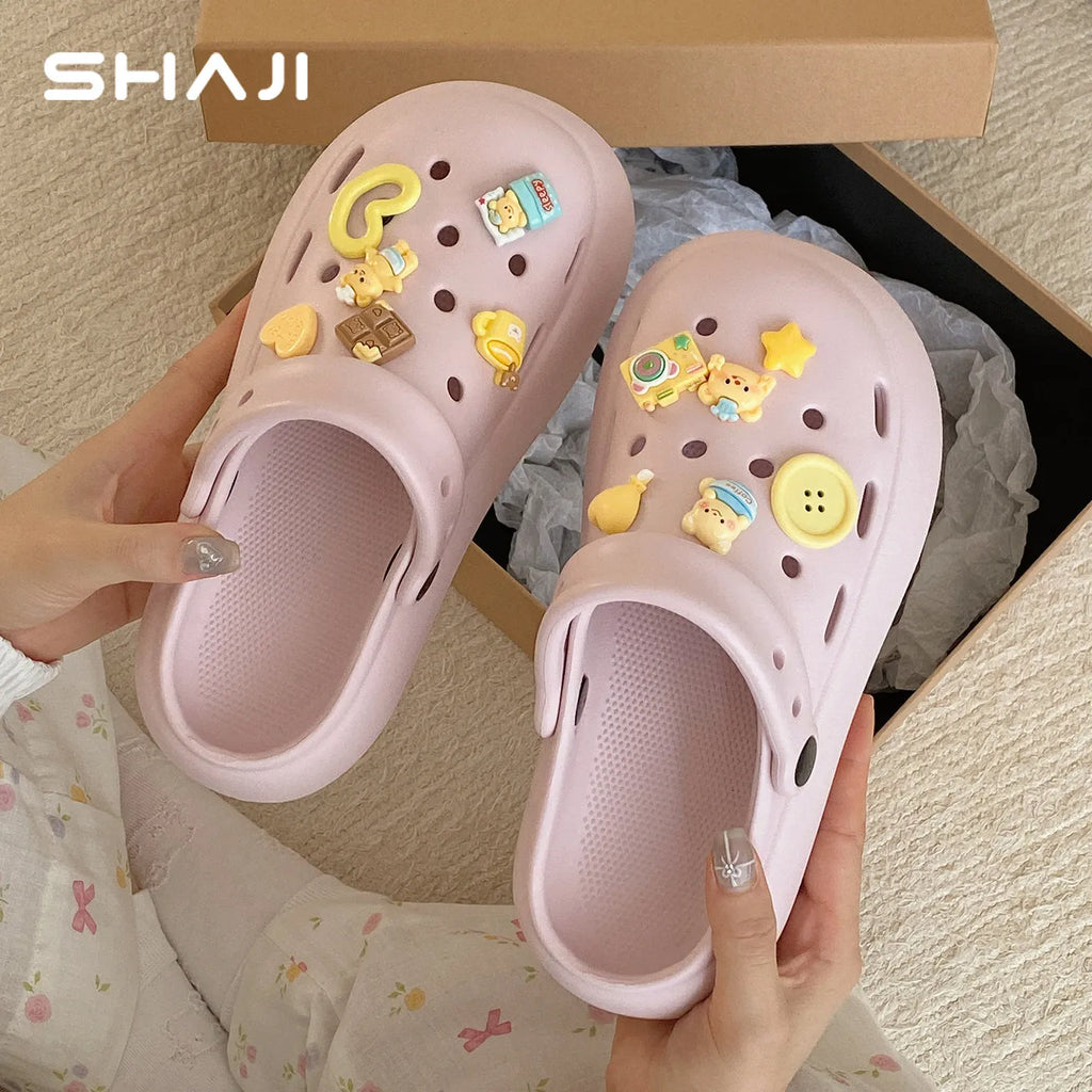 Women 2026 Cute Thick Platform Clogs SHAJI Summer Non Slip Soft