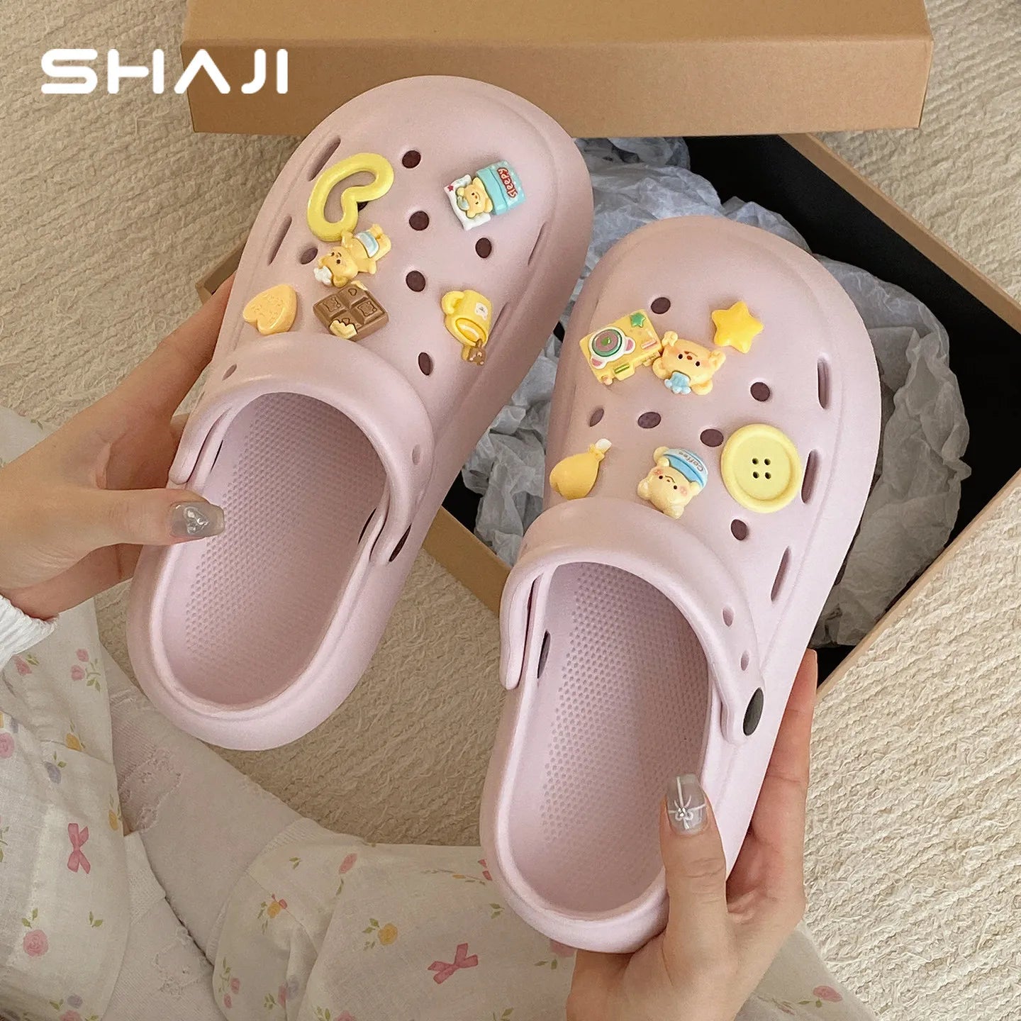 Women 2026 Cute Thick Platform Clogs SHAJI Summer Non Slip Soft