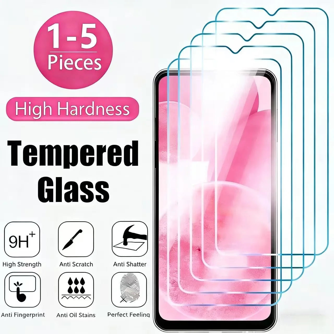 1- Tempered Glass Samsung Galaxy A13 A14 A21S A33 A34 A51 A52 A53 A54