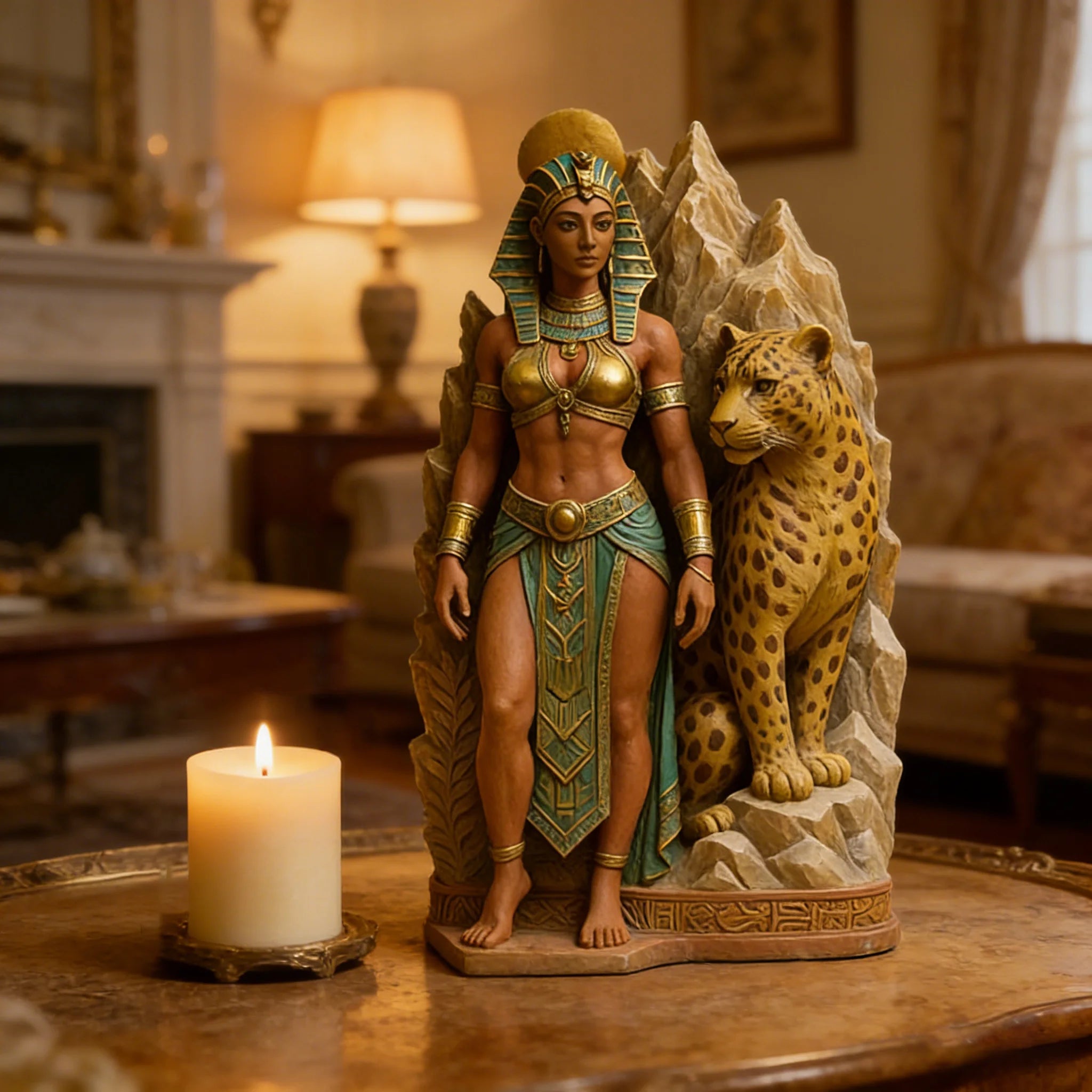 3D Egyptian Queen Leopard Silicone Mold – Candle, Soap & Resin