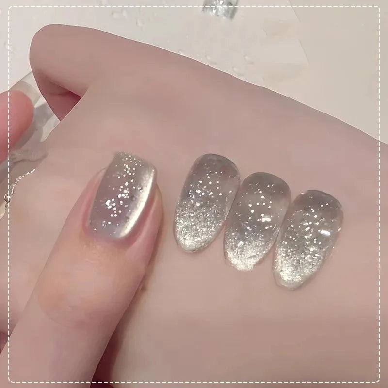2026 New Sparkling Crystal Cat Eye Gel Nail Polish Summer Bubble Water Glass Bead Effect UV Gel DIY Nail Art Salon Manicure 15ml Zpaxo