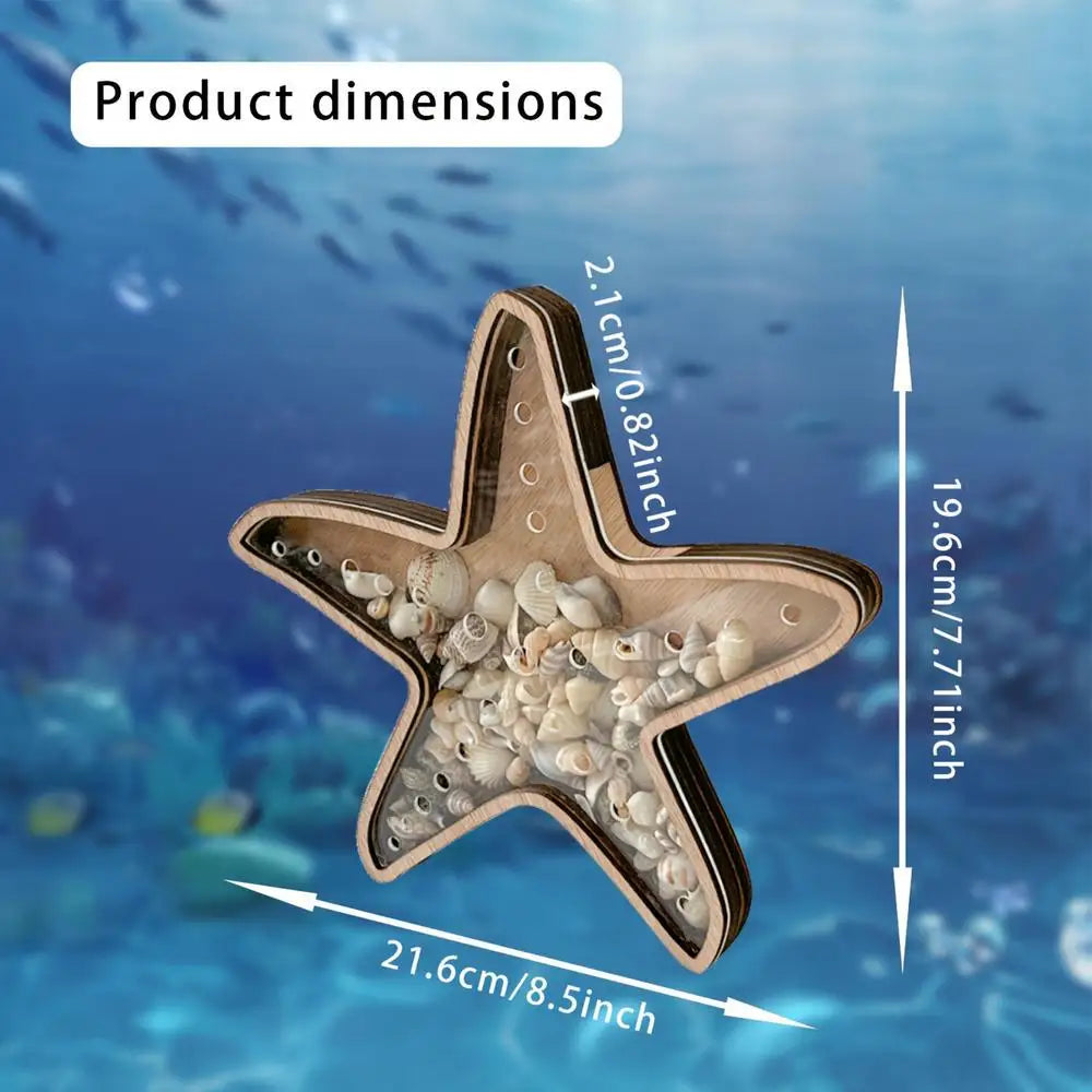 Seashell Holder Display Box Clear Starfish Shaped Case Collection