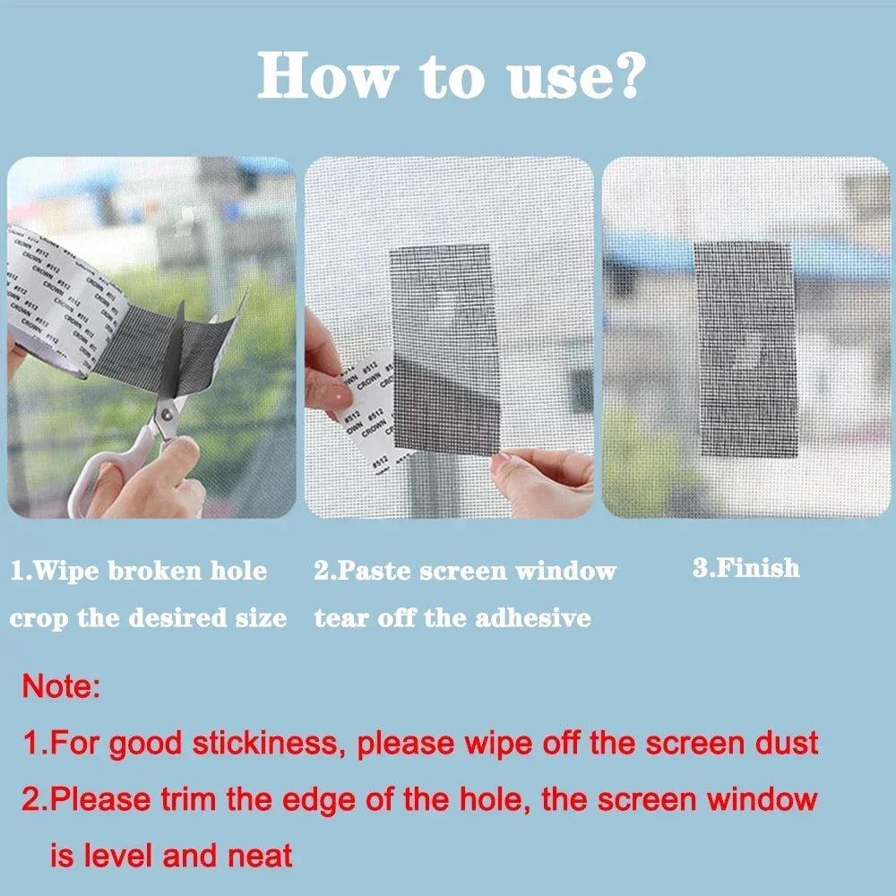 Window Screen Tape Anti-mosquito Screen Repair Subsidy Door Curtain Mosquito Net Hole Patch Repair Self-adhesive Screen Tape Zpaxo