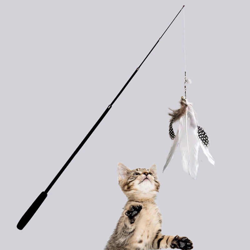 Extended telescopic cat stick 1.8m extra long fishing rod resistant to scratching feather cat toys to relieve boredom Zpaxo