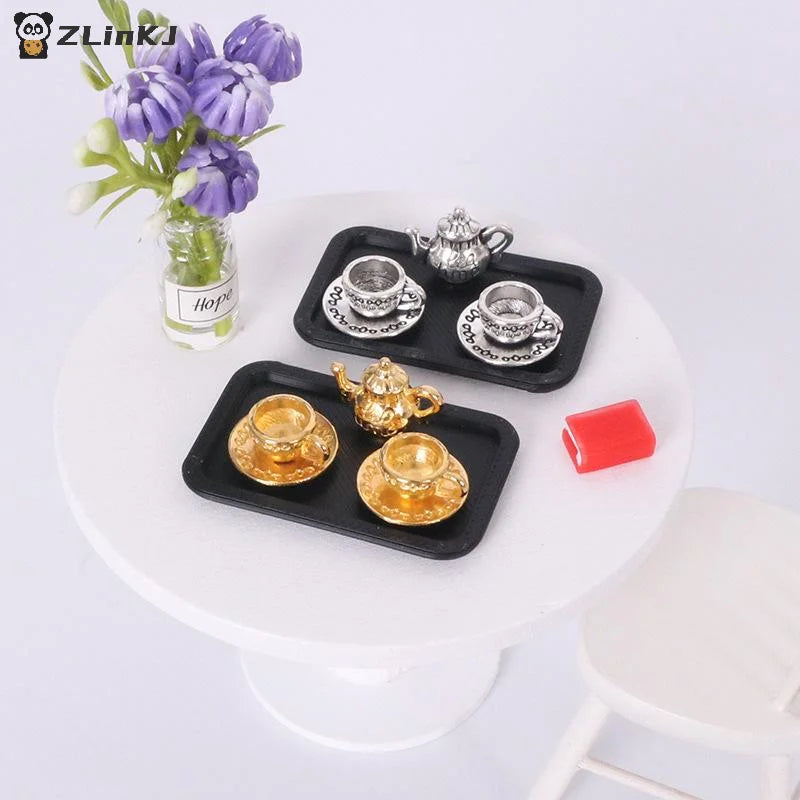 ▶4Pcs Dollhouse Handmade Miniature Tea Cup Model Simulation Micro Tea Pot Scene Ornaments DIY Decorative Accessories Zpaxo