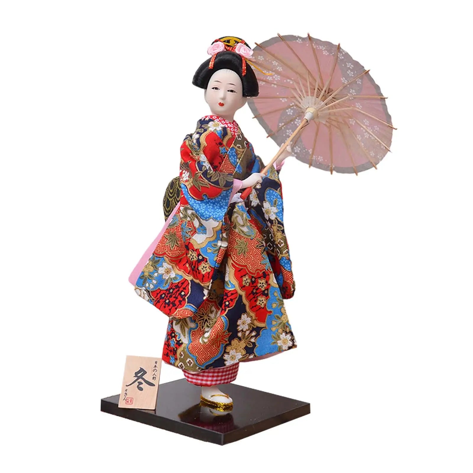 Japanese Geisha Doll Figurine – 12 Inch Kimono Statue Décor Decorative Figurine Zpaxo Style D