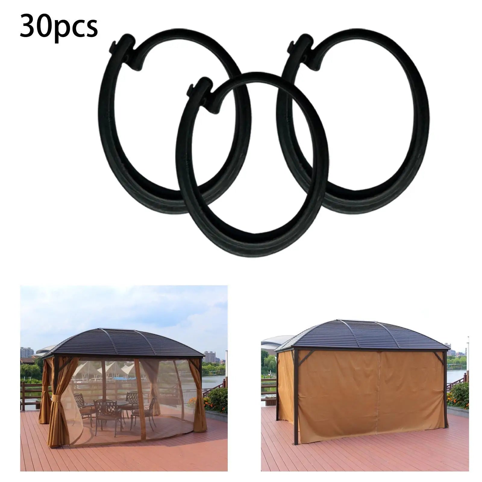 30Pcs Gazebo Curtain Hooks Universal Professional Easy to Install, Track Hooks for Yard, Garden, Canopy, Mesh Screen, Outdoor, Zpaxo