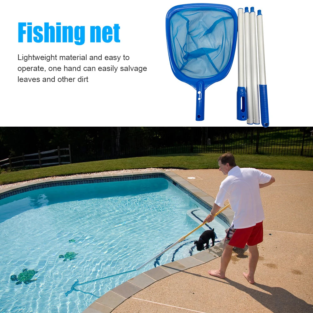 Fish Pond Skimmer Net Telescopic Swimming Pool Net Leaf Skimmer Detachable Lightweight Multifunctional Debris Tools Accessories Zpaxo