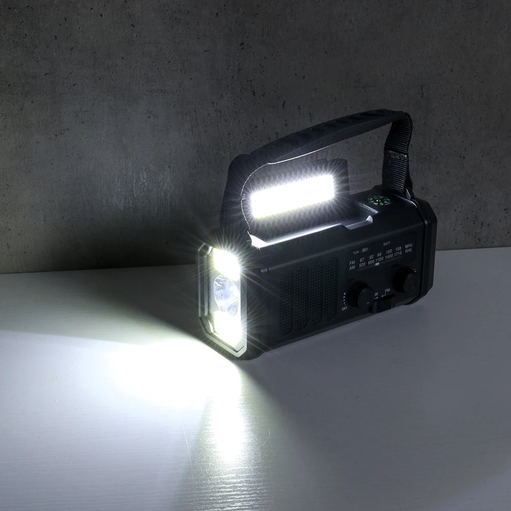 Solar Powered Emergency Power Bank LED Flashlight Type-c Charging