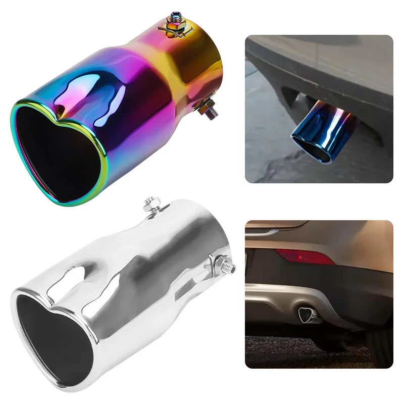 Heart-Shaped Exhaust Tip – 2.5" Stainless Steel Muffler Pipe