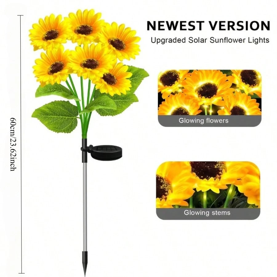 Six-headed Sunflower Solar Light Patio Holiday Party Garden