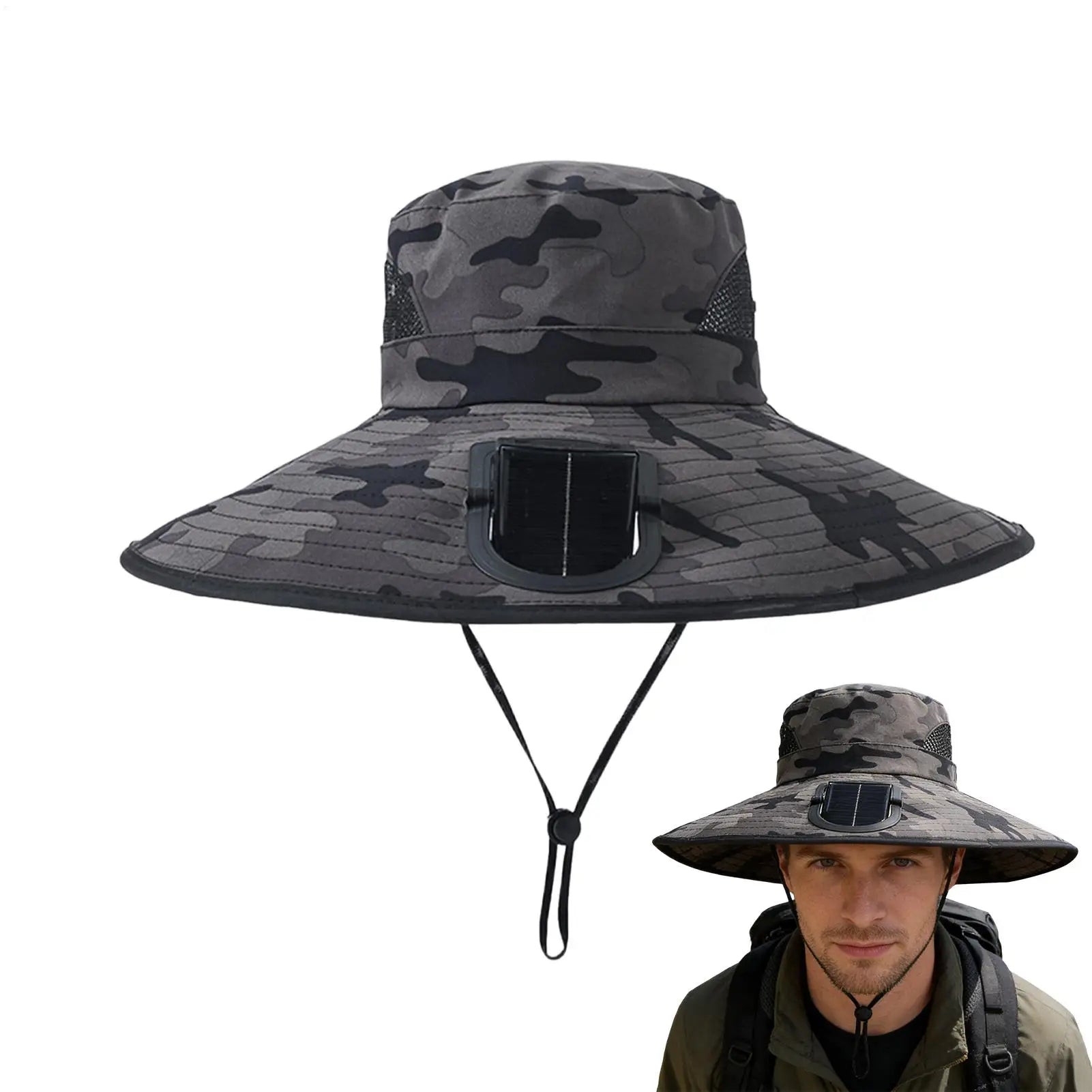 Solar Fan Fishing Hat – UV Protection Wide Brim Cooling Cap Solar Fan Outdoor Hat Zpaxo