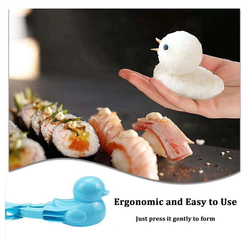 DIY Snowball Maker Sushi Mold With Handle Cute Duck Shaped Rice Mold Maker Clip Children Outdoor Plastic Duck Rice Mold Zpaxo