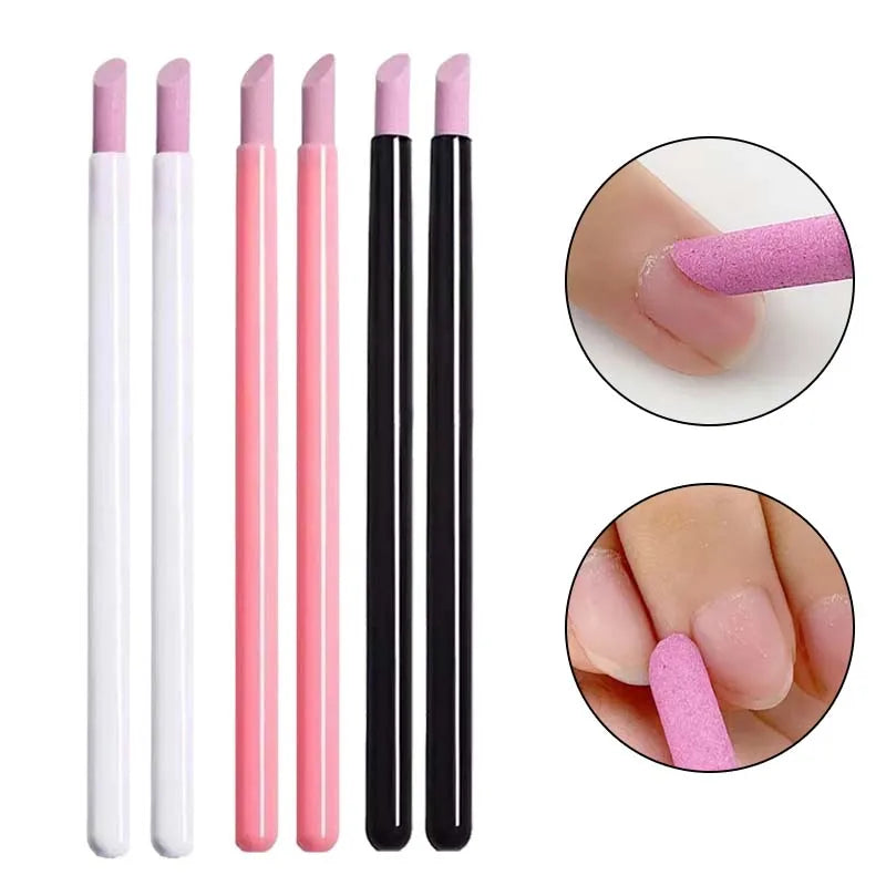 1-6PC Nail File Cuticle Stone Pusher Sanding Sticks Nail Art Quartz Pen Cuticle Remover Trimmer Manicure Tools Pushing Dead Skin Zpaxo 6Pcs Mixed