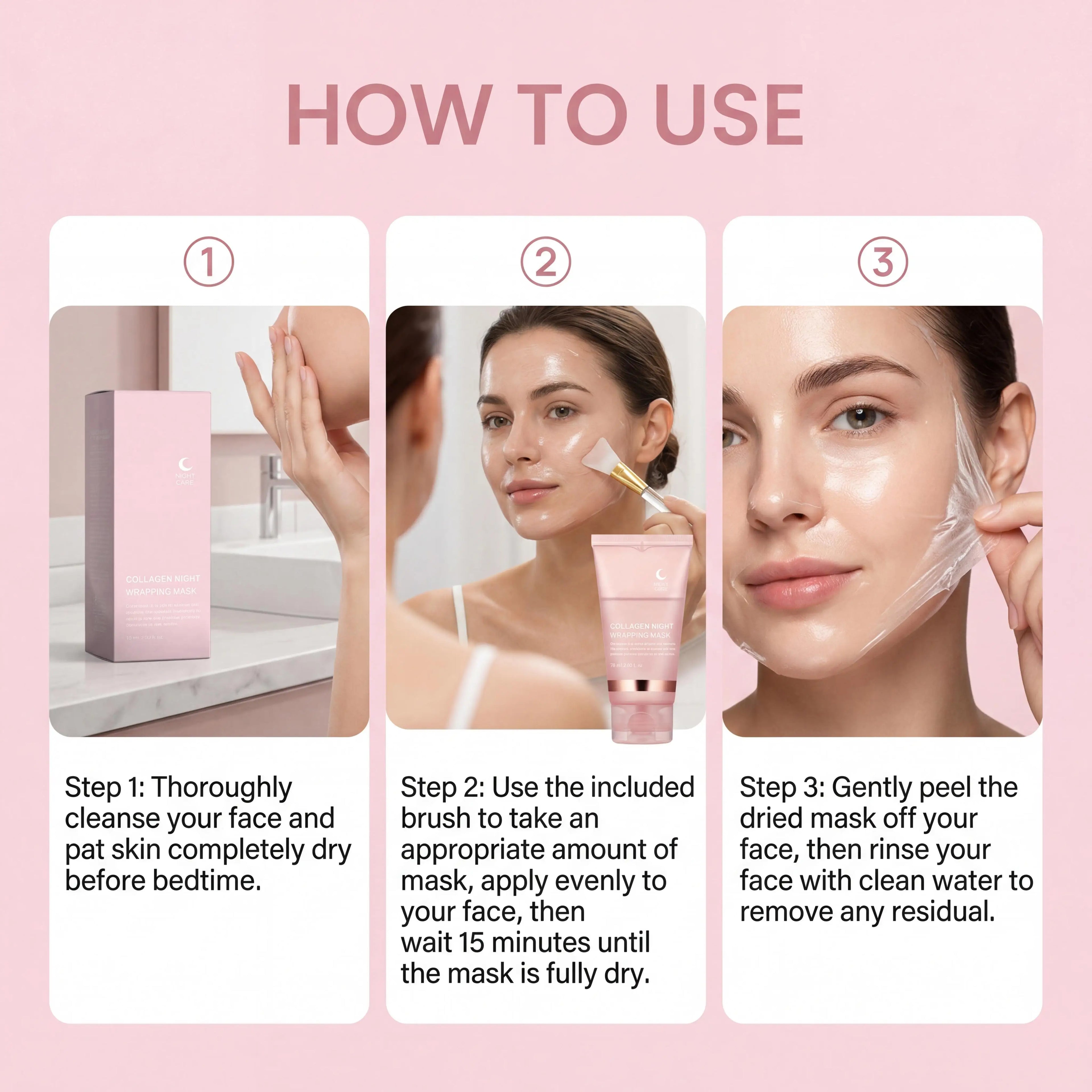 Collagen Peel-Off Facial Mask – Hydrating Night Skincare Set Peel-Off Face Mask Zpaxo
