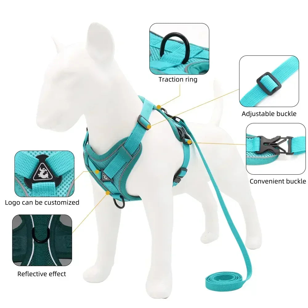 No Pull Dog Harness Leash Adjustable Pet Vest Small Dogs Cats