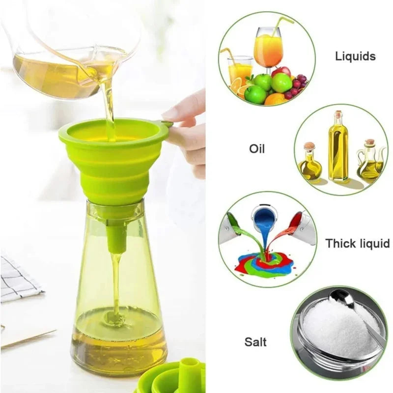 Silicone Collapsible Funnel Set – 3-Pack Foldable Kitchen Funnels