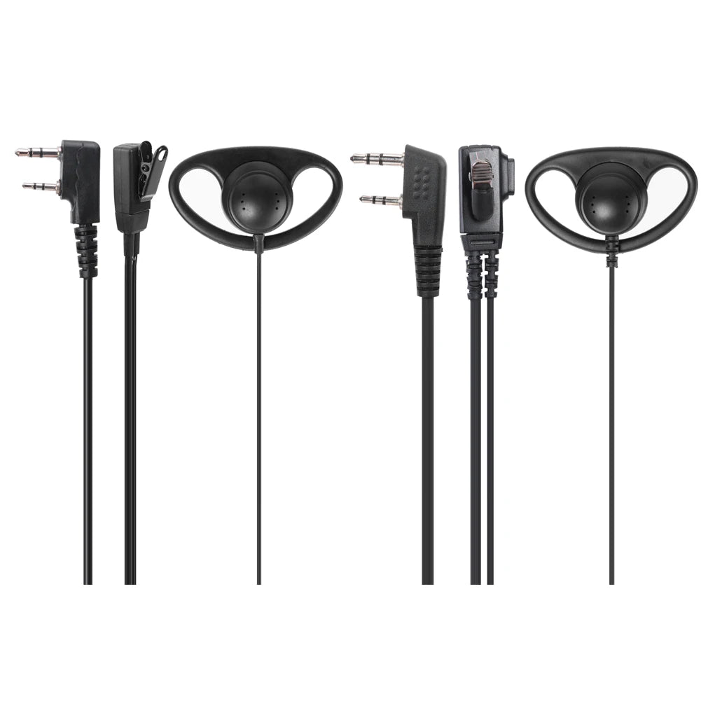 2Pin D-shape Earpiece Headset PTT Mic Earhook Earphone Baofeng Two