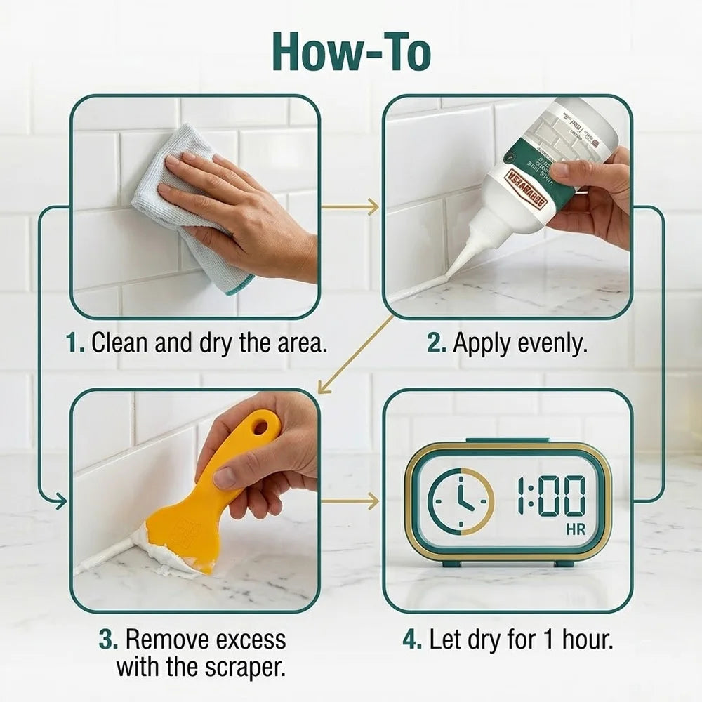 Professional 150ml Tile Grout Repair Kit Waterproof Pre-mixed Sealer for Kitchen Bathroom Wall Floor Gap Filler Agent with Tool Zpaxo