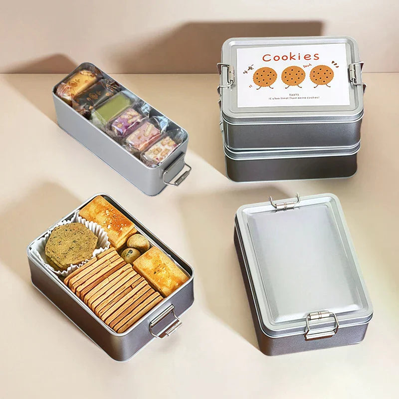 For Candy Coffee Tea Jewelry Chocolate Rectangular Tinplate Cookie Tins Box With Lid Dustproof Home Kitchen Desktop Storage Tin Zpaxo