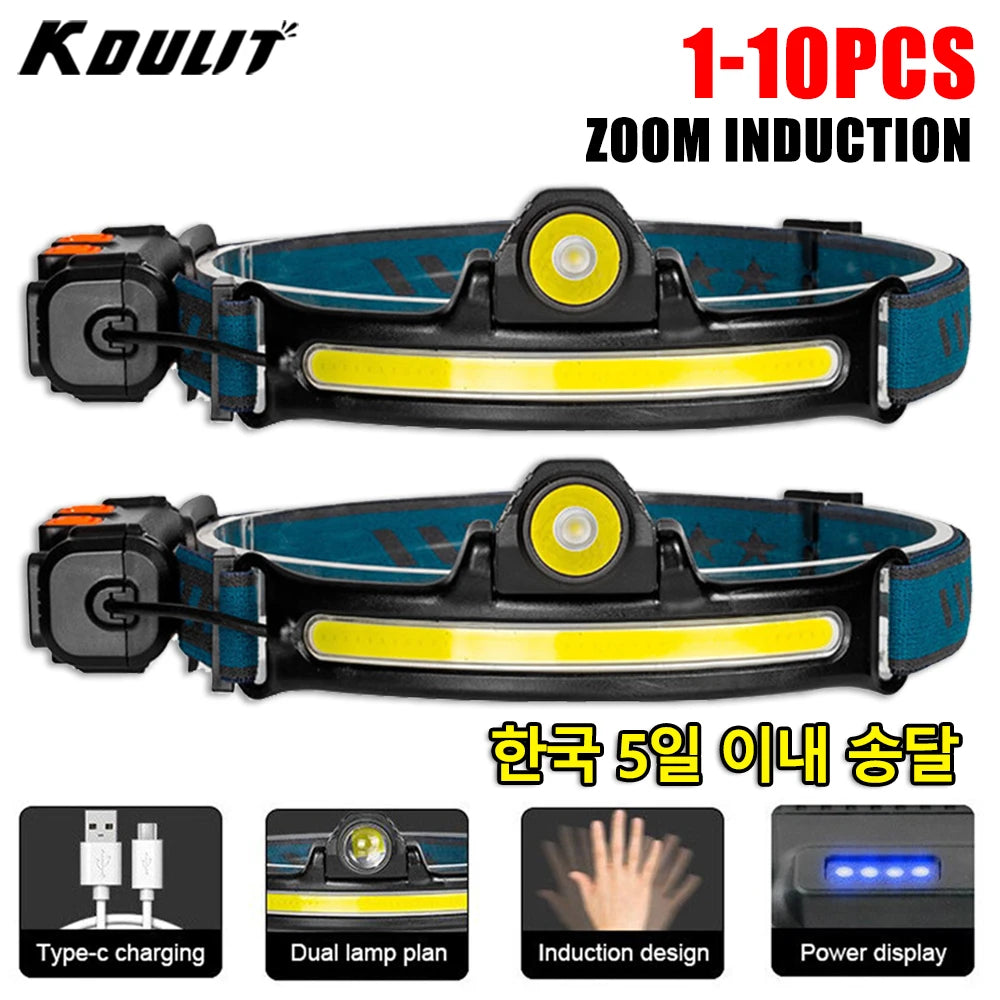 KDULIT LED Sensor Headlamp | USB-C Rechargeable, 6 Modes
