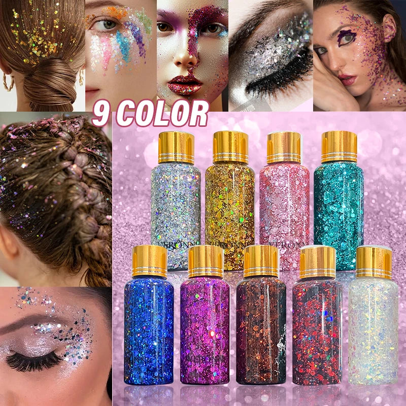 Sparkle Glitter Gel Sequins Face Body-glitter Makeup Lips& Hair Zpaxo