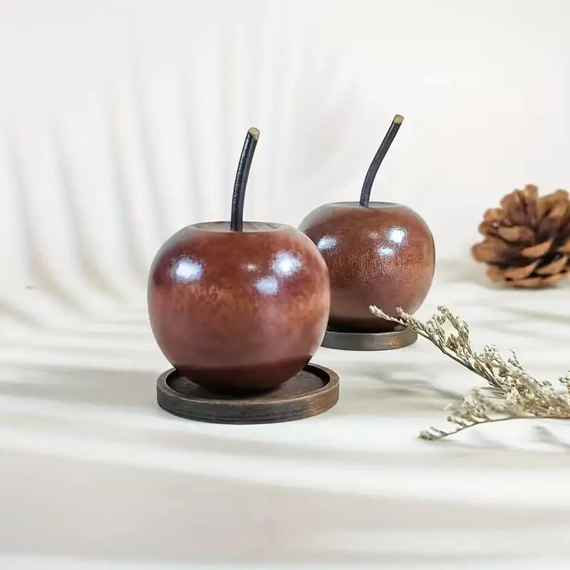 4pcs Wooden Apple Diffuser with Tray, Natural Essential Oil for Car, Home, Desk, Handcrafted Gift Zpaxo