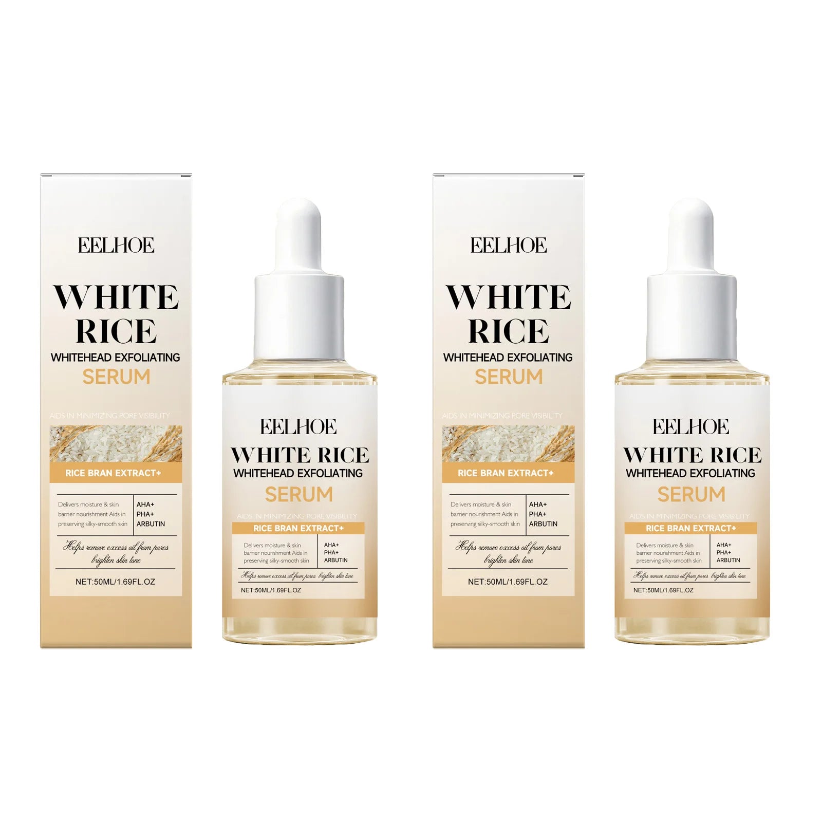 Black & White Rice Exfoliating Serum Set – BHA Niacinamide AHA Exfoliating Serum Set Zpaxo 2x50ml White Rice