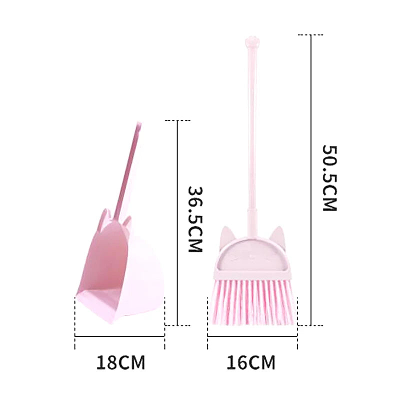 Cartoon-Style Toddler Broom Dustpan, Flexible Bristles Kids Playset, Pretend Play Indoor Outdoor Sweeping Kit Zpaxo