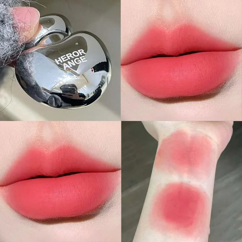 Peach Heart Silky Matte Lipstick Velvet Blush Lip Gloss Face Liquid