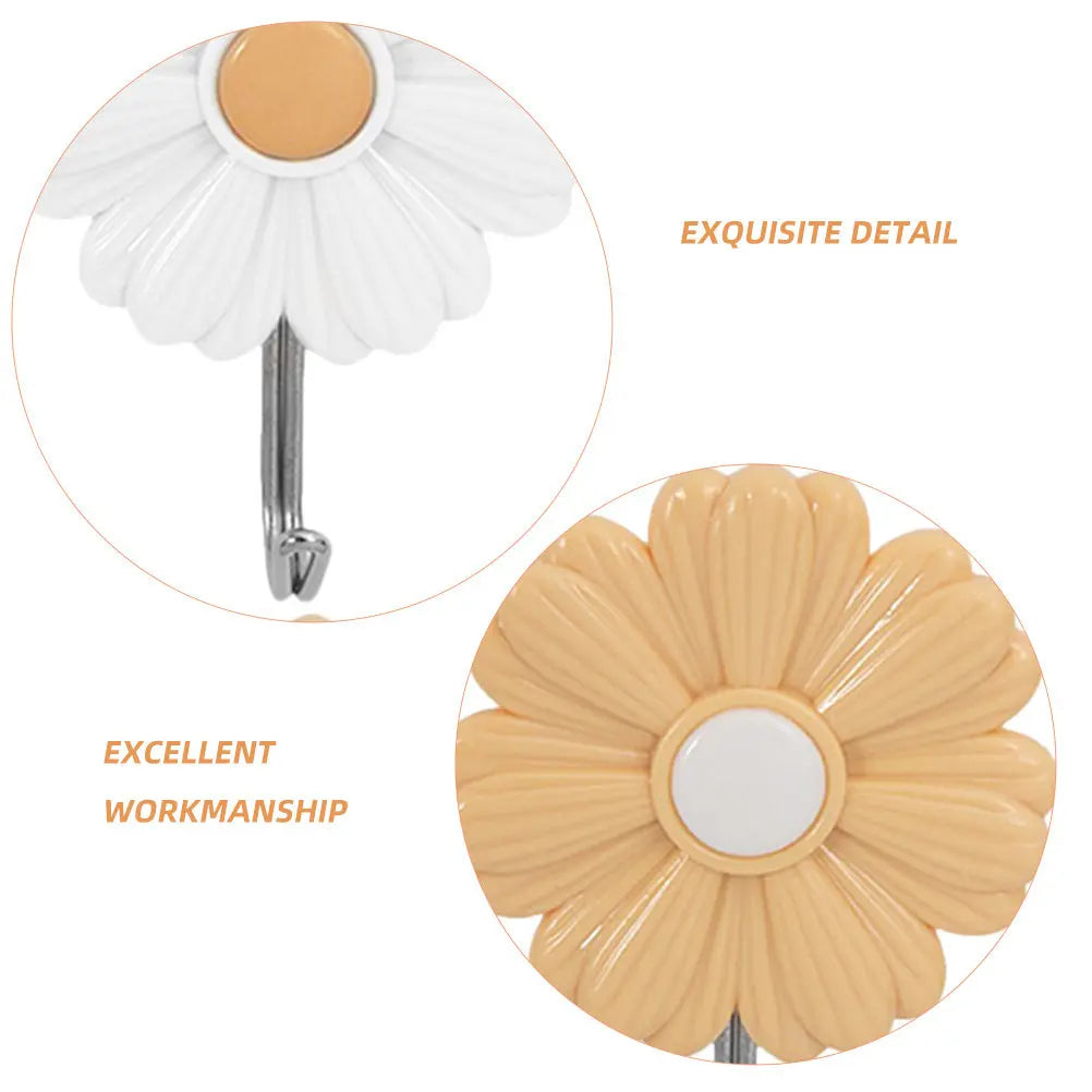 Small Wall Hooks Adhesive Daisy Flower Decorative Hook for Backpacks Coats Scarves Bath Towels Keys Wall Decor Kids Room Nursery