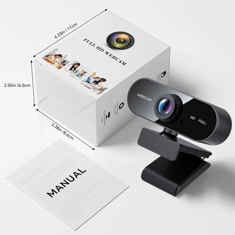 Black Network Webcam USB Camera Full HD 1080p 360 Rotation Microphone Zpaxo