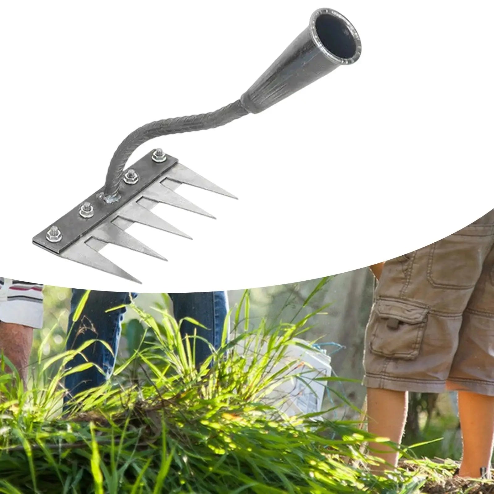 Garden Weeding Rake Sturdy Efficient Metal Practical Convenient Heavy Duty for Yard Cultivating Gardening Landscapers Homeowners Zpaxo 5 Teeth