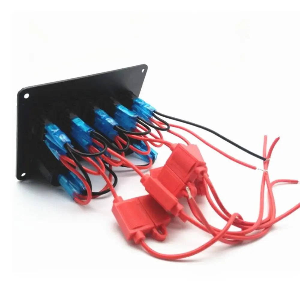 Red/Green/Blue Lights 5 Gang Switch Panel Dual USB Socket Waterproof Inline Fuse Box 12V/24V Digital Voltage Display Zpaxo