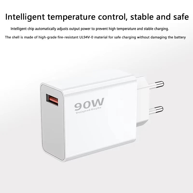 90W Charger Fast Turbo Charging Eu Wall Power Adapter 6A C Cable Mi