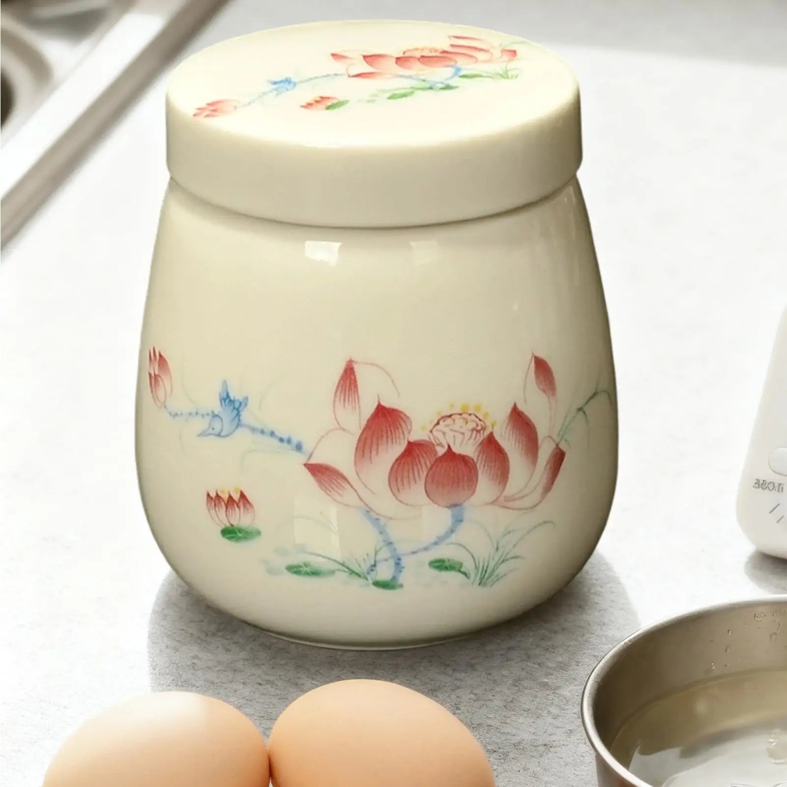 Coddled Egg Cups Ceramic Table Decoration Lids Home Dormitory Hotel